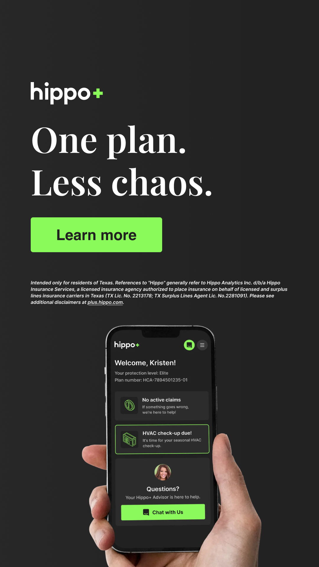 Protect your home with Hippo+ ad