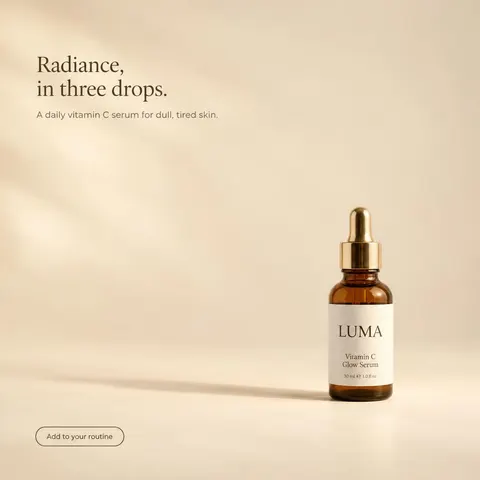 Ad 7 of 15 for a vitamin C serum, from one Fast batch in AdMakeAI's Ad Set Studio