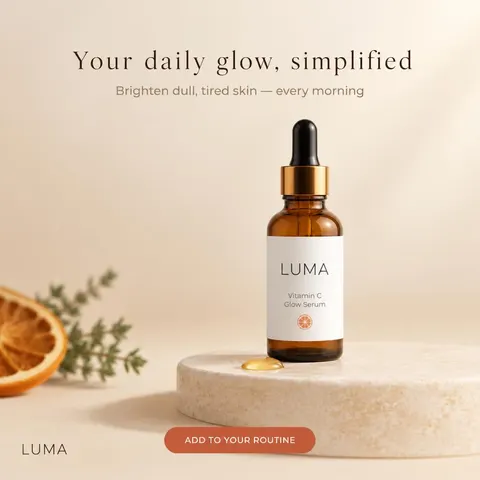 Ad 8 of 15 for a vitamin C serum, from one Fast batch in AdMakeAI's Ad Set Studio