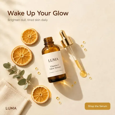 Ad 10 of 15 for a vitamin C serum, from one Fast batch in AdMakeAI's Ad Set Studio