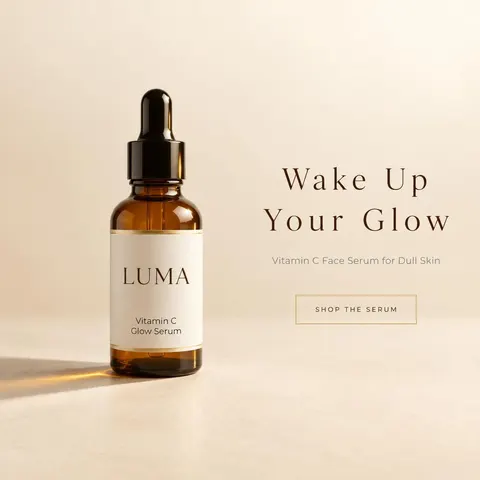 Ad 13 of 15 for a vitamin C serum, from one Fast batch in AdMakeAI's Ad Set Studio