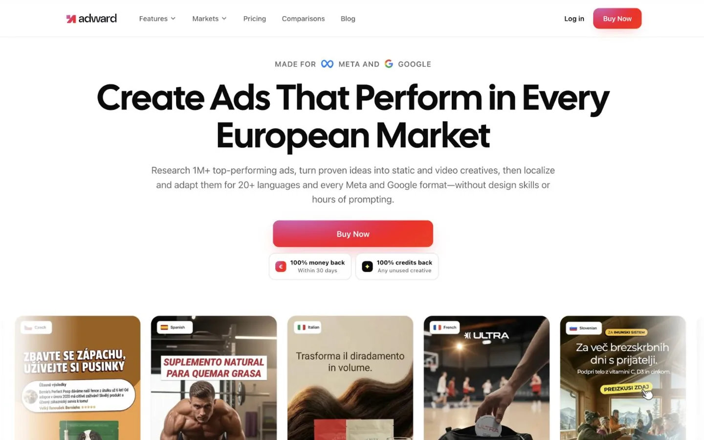 Adward homepage, October 2026