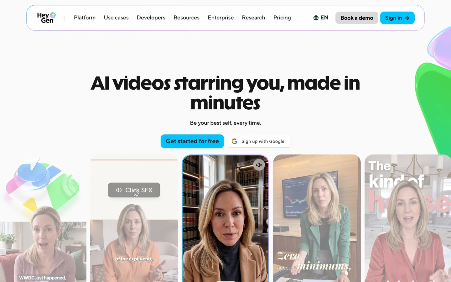 HeyGen homepage, October 2026