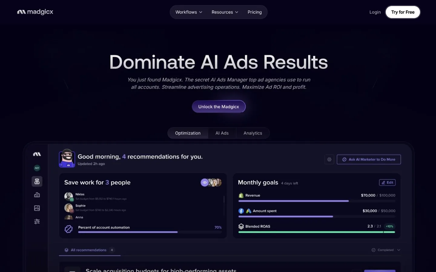Madgicx homepage, October 2026