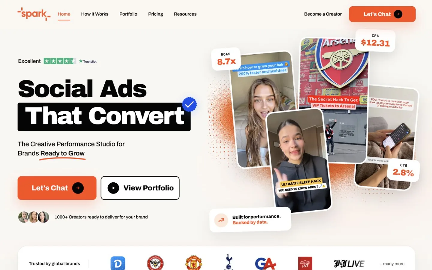 Spark UGC homepage, October 2026
