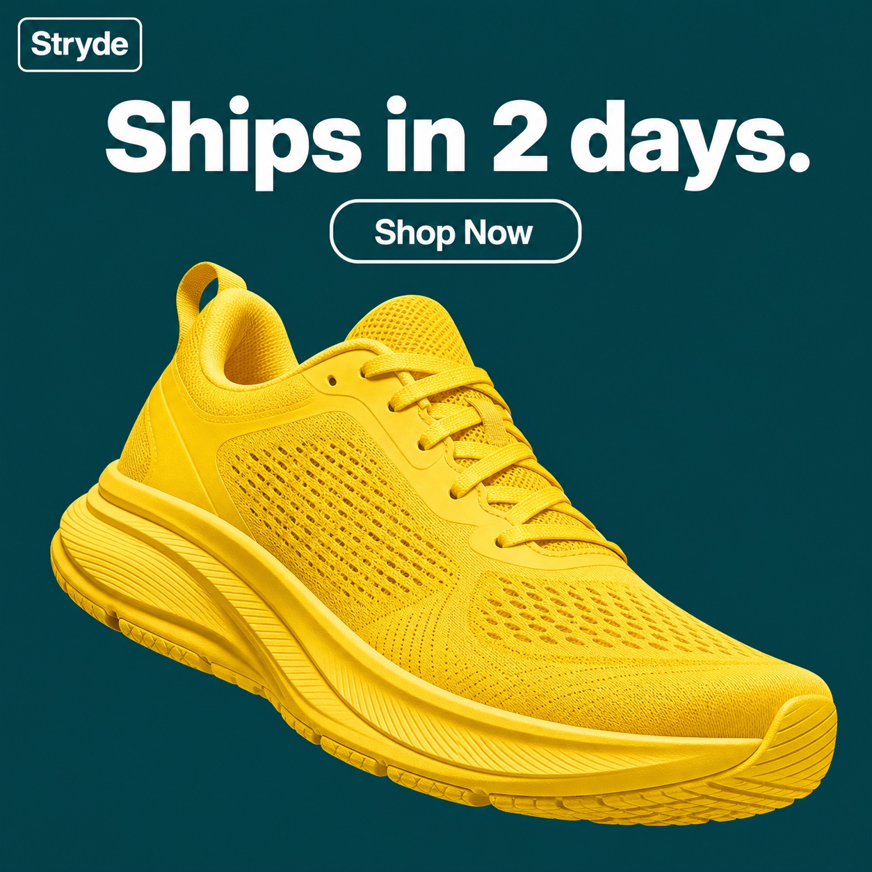 Full 1:1 square ad creative with headline at the top