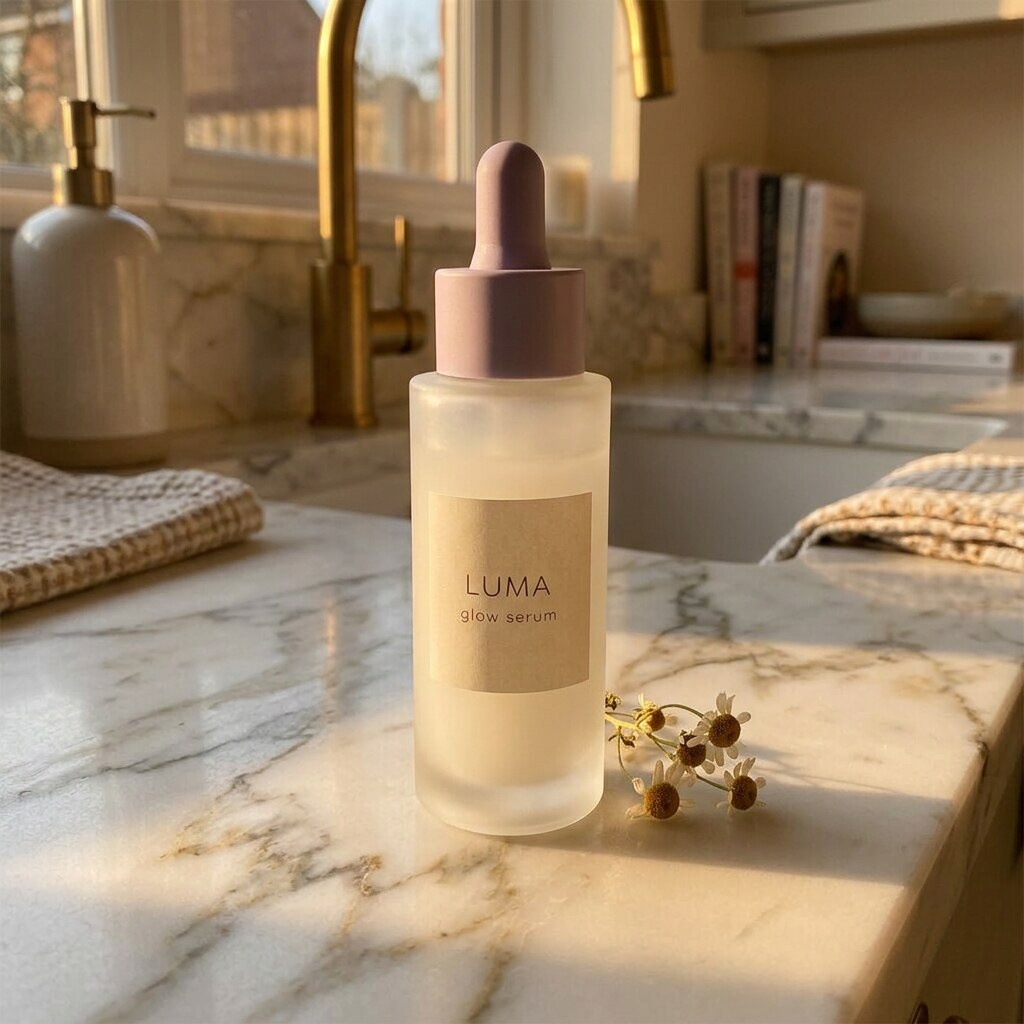 Gemini: the LUMA glow serum bottle