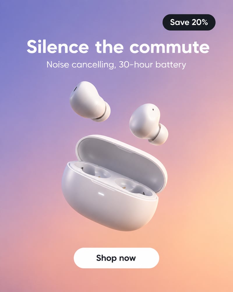 AdMakeAI earbuds ad: Silence the commute