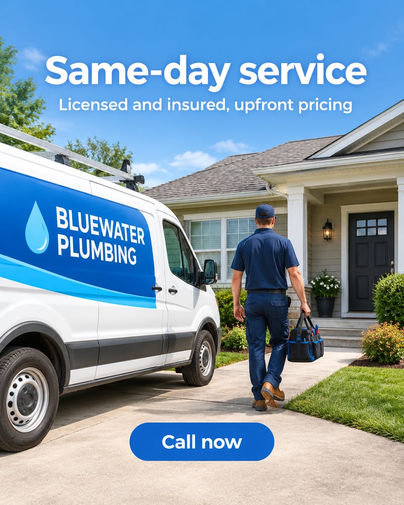 Plumbing ad with the headline Same-day service and a Call now button